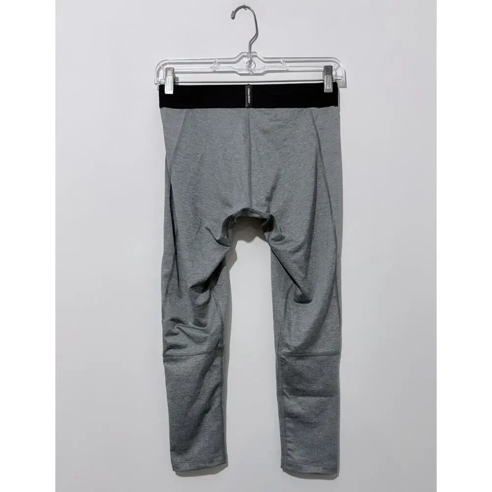 Nike Pro Dry Fit Tight Fit Mens S Heather Gray 3/4 Leggings Pull On Logo NWOT